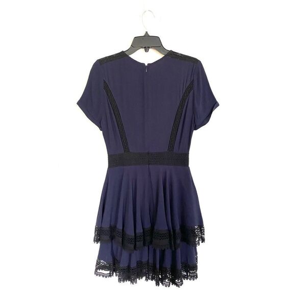 Maje Flounced tiered lace trimmed Dress in Navy - Picture 5 of 10